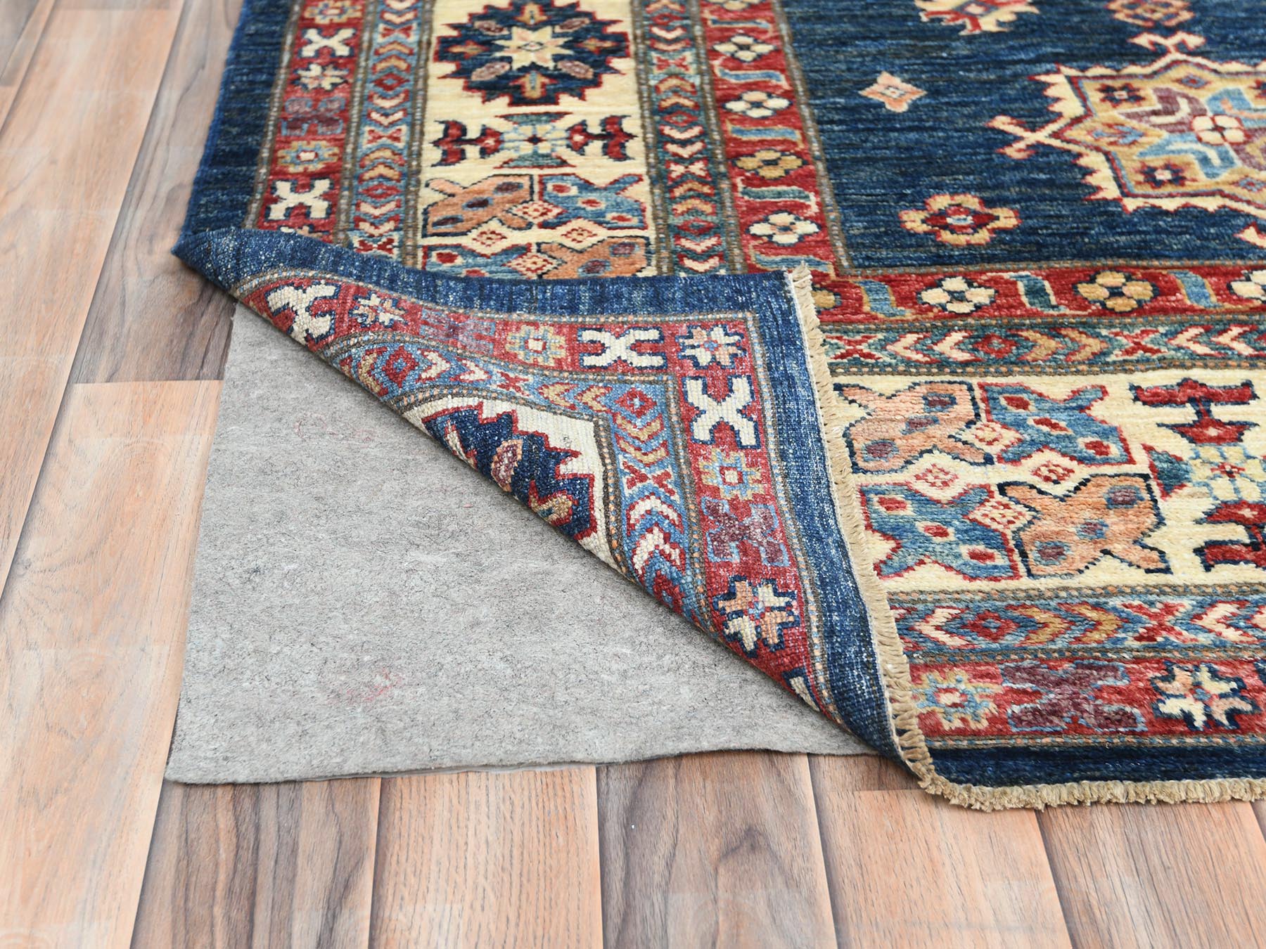 3x4 Dark Blue Mamluk Rug Fine Hand Knotted Wool Veg Dyes 