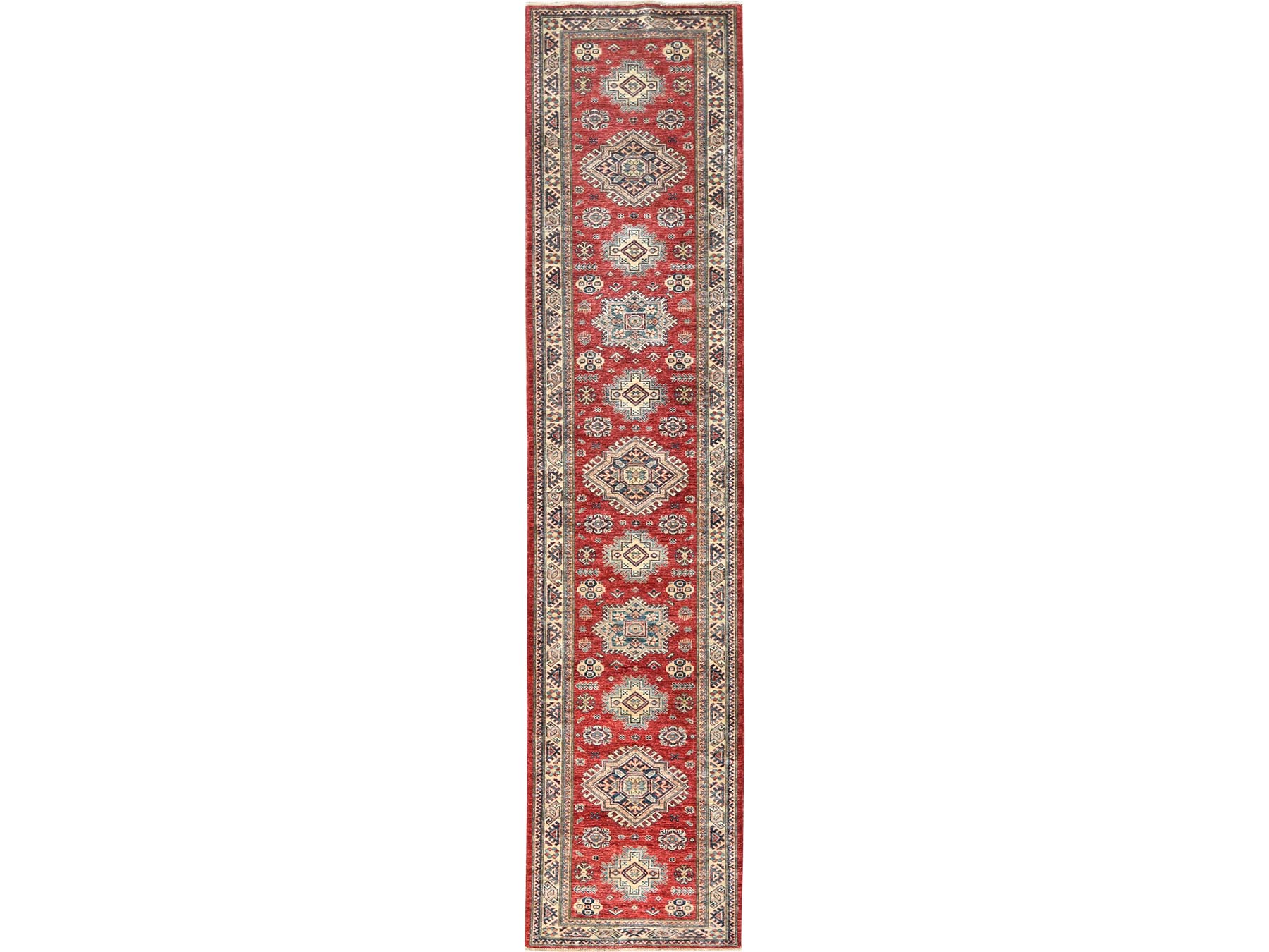 Geometric Super Kazak Hand Knotted Wool Rug - 5' 8