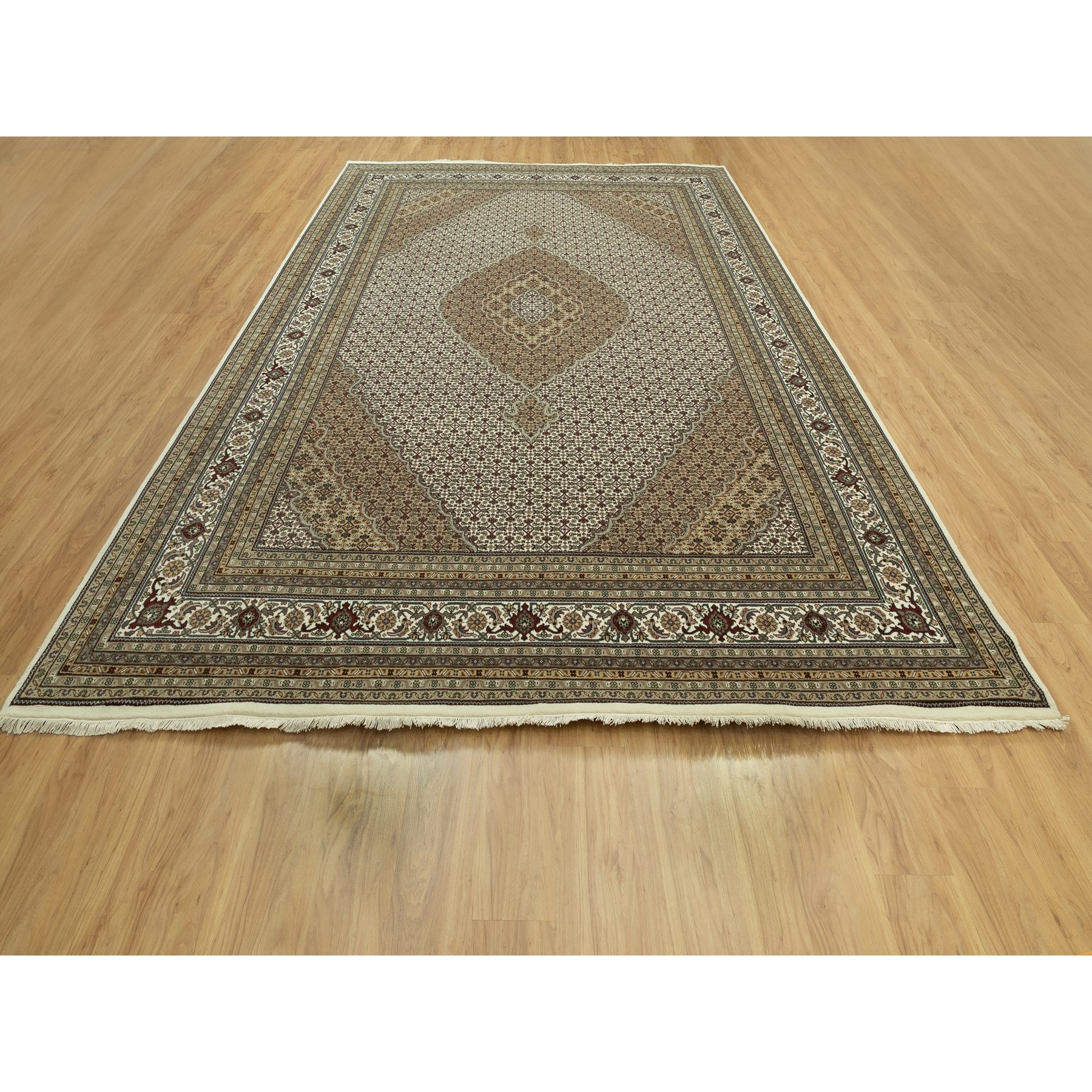 Cream/Ivory/Beige Traditional 5'4 x 5'4 Ft Tabriz Persian Area Rug