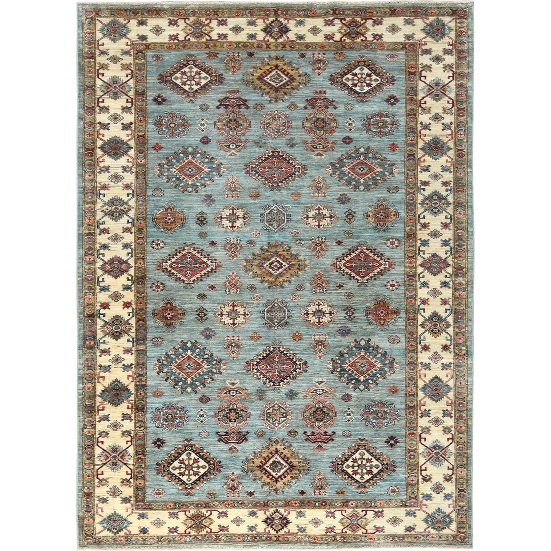 Geometric Super Kazak Hand Knotted Wool Rug - 5' 8