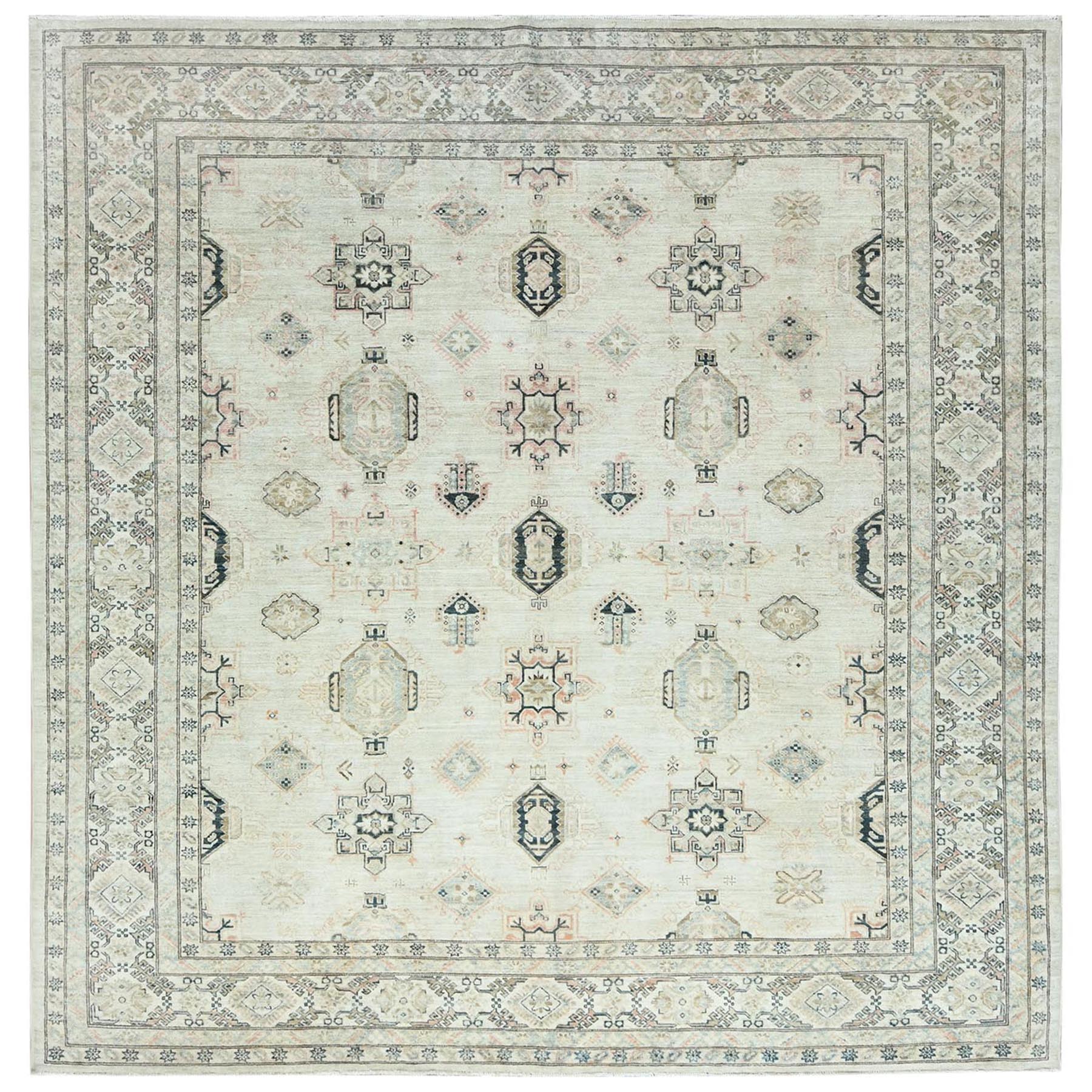 Geometric Super Kazak Hand Knotted Wool Rug - 5' 8